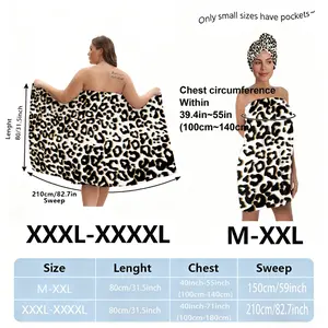 Plus sizes M-XXXXL, leopard print, suitable for women, post-shower, spa, and pool use, absorbent hair wrap. A must-have for home/travel, Soft Absorbent Bath Towel