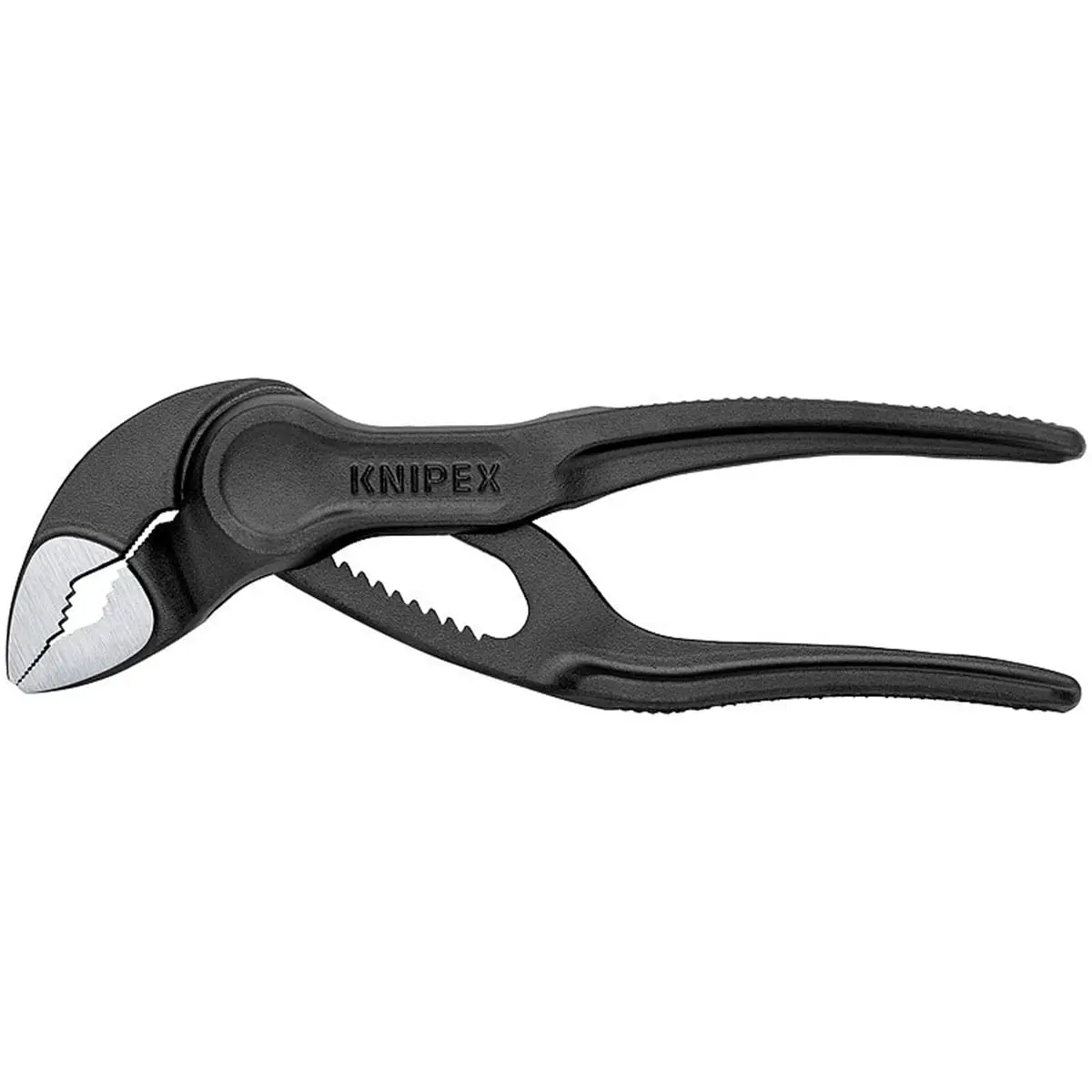 Knipex KNP8700100SBA 4 in. Cobra XS Self-Locking Water Pump Pliers, 0.15 lbs, 1" Jaw Capacity, 11 Adjustment Positions, 1-Handed Quick Adjustment, Adjustable Jaw, Textured Grip, Self-Locking on Pipes and Nuts for Tight Spaces, One-Handed Quick Adjustment