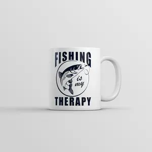 Fishing Is My Therapy Mug Funny Sarcastic Fish Graphic Novelty Coffee Cup - 11oz Funny Coffee Mugs Ceramic Printed Drinkware Cup