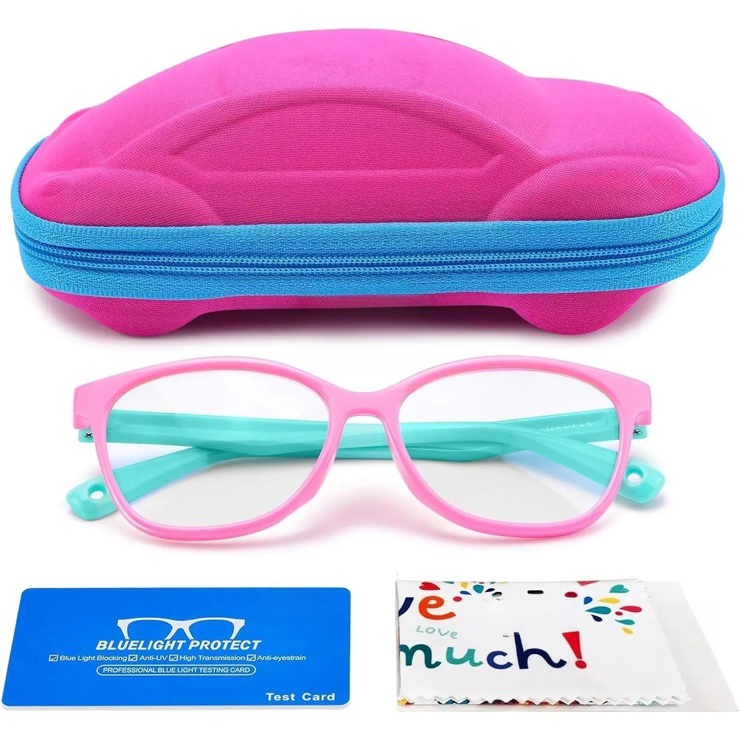 Girly Kids' Glasses, Stylish TR90 Lightweight Eyewear with Adjustable Strap, Blue Light Blocking-UV400 Anti-Glare Lenses, Dust-Free Nonfragile Plastic Frames for 3-12 Year Old Girls (Screen Time Use), Sunglasses