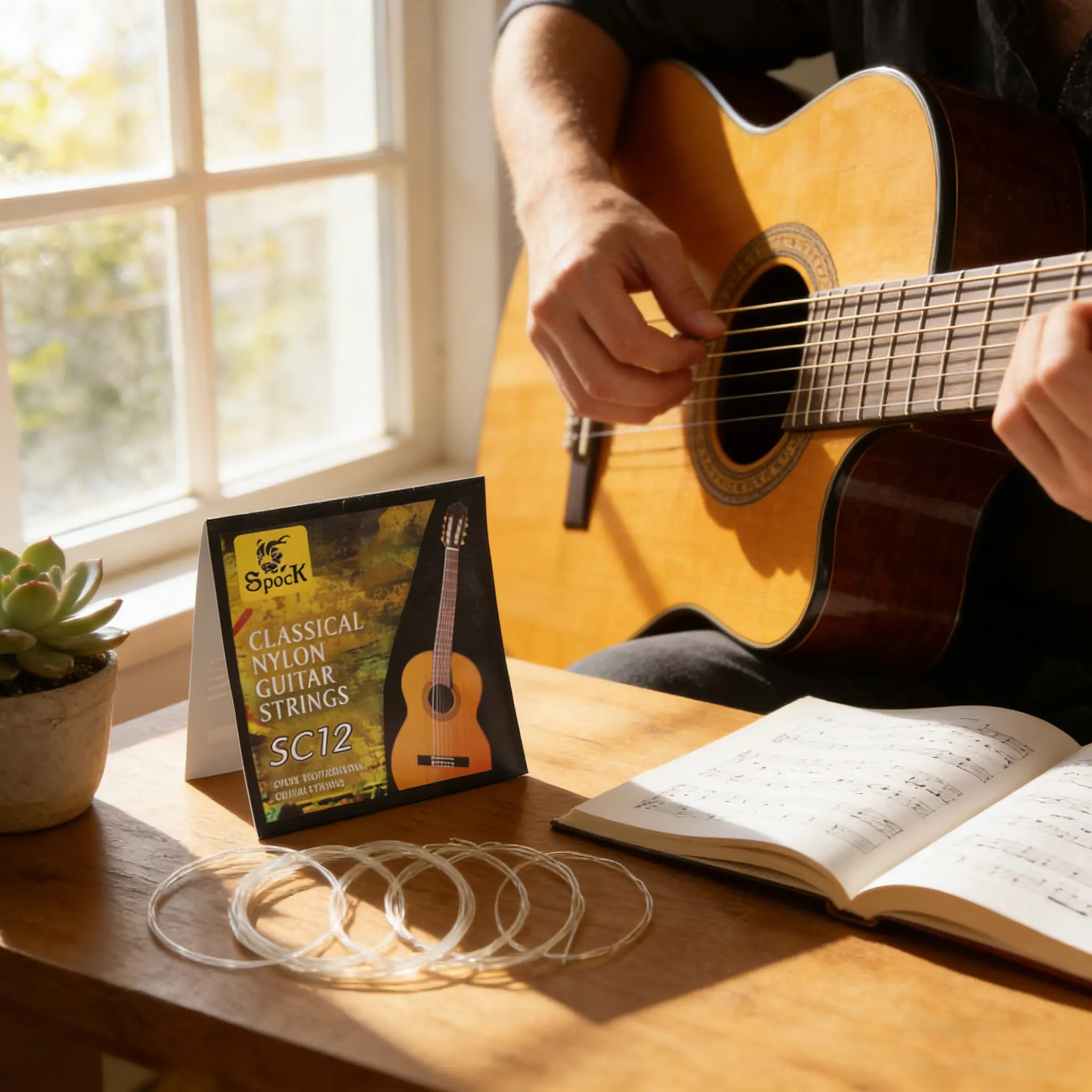 Classical Guitar Strings Sc12 Nylon Set, All Skill Levels, High Elasticity Clear Sound Rust-Resistant, Durable Smooth Play Instrument Accessories