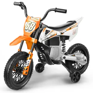 Hikole 12V Electric Training Wheel Dirt Bike for Kids – Battery Powered Ride-On Motorcycle with Spring Shock Absorption, Training Wheels, Durable Toddler Electric Bike for Boys