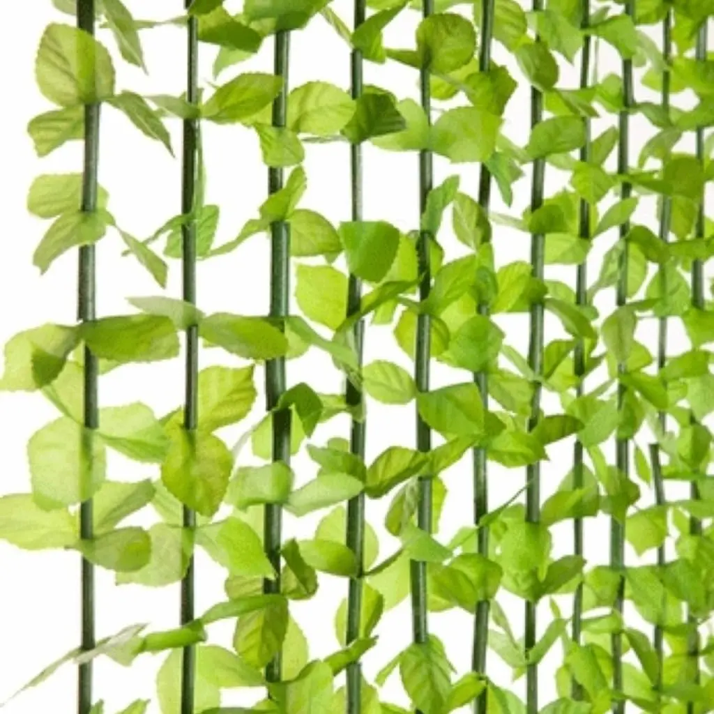 Beaded Bamboo Curtains - Tropical Flower Fabulush Fabric, Green Leaves with Green Beads, Rod-Style Handmade Set, Natural Look, Approx. 35", Doorway Room Divider for Party Wedding Decor, Home Supplies, Beaded Curtains, Silk Leaves
