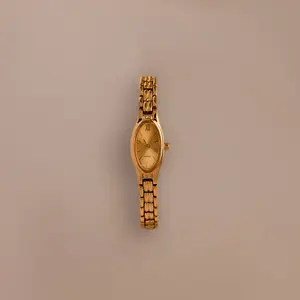 Slim Oval Timepiece by Caitlyn Minimalist - Vintage Style 18K Gold Plated & Mixed Metal Link Watch for Women - Dainty Jewelry - Graduation Gift for Her