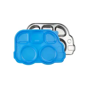 Innobaby DIN DIN SMART STAINLESS BUS DIVIDED PLATTER w/ LID