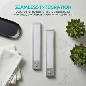 Under Cabinet Lights with Motion Sensor, 76 LED Rechargeable Magnetic Night Light, USB Rechargeable Dimmable Wireless Lighting for Kitchen, Closet, Stairs & Bathroom