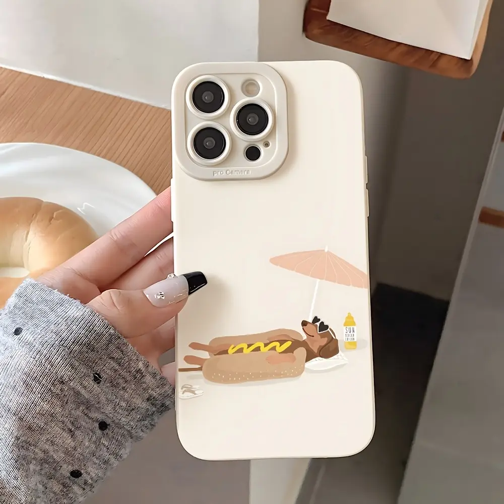 Quirky Dachshund Sun-Basking Pattern Smartphone Casing - Protective Mobile Phone Accessory for iPhone 17 Air/16 Plus/15 Pro Max/14 Pro/13/12/11/XS Max/X Devices, Ideal Holiday Gift (MS255)