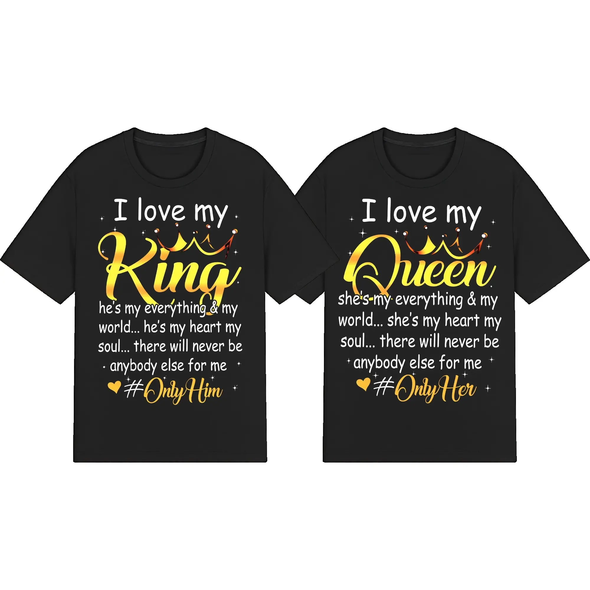 Women's "I Love My King Queen" Graphic Pullover T-shirt - Menswear Matching Couple Shortsleeve, Soft Fabric Fleece-Cotton Casual Apparel, Ideal Lover's Day Gift