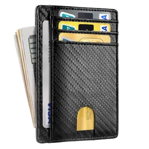 Front Pocket Minimalist Carbon Fiber Slim Wallet RFID Blocking Credit Card