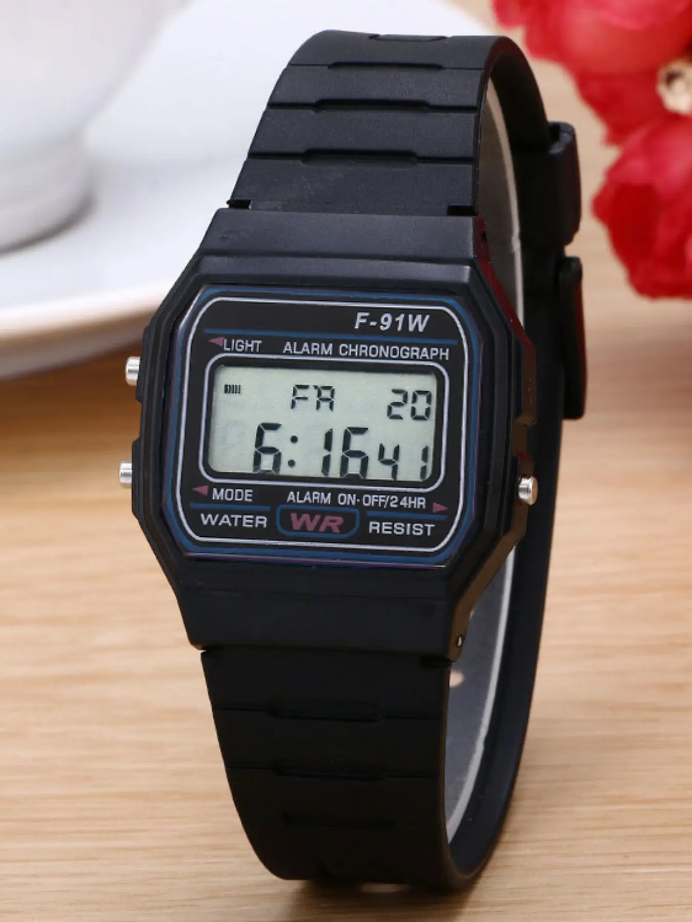 Teenagers' Multifunctional Outdoor Sports Ultra-Thin Lightweight Square Digital Night Light Alarm Clock Timer Electronic Watch, Sporty Casual Style, All Seasons, Night Glow