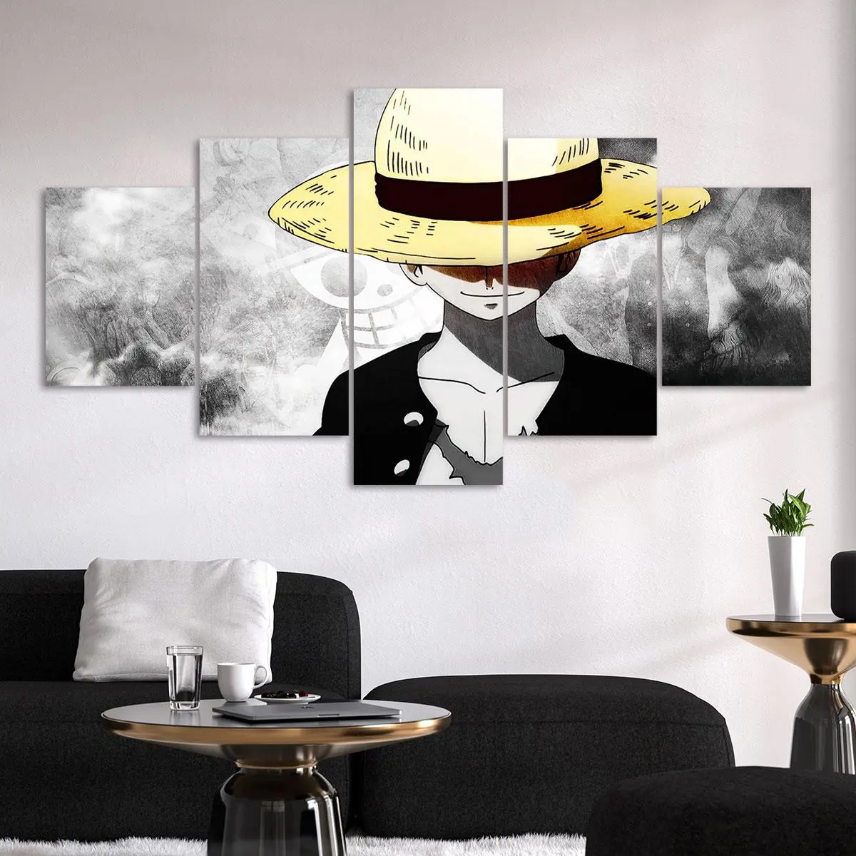 Cartoon Character Pattern Canvas Painting, 5 Counts/set Vibrant Cartoon Design Modern Wall Art Painting, Wall Art Decor for Home Living Room Bedroom Office, Ornaments, Creative Design Print, Art Work For Wall Decor