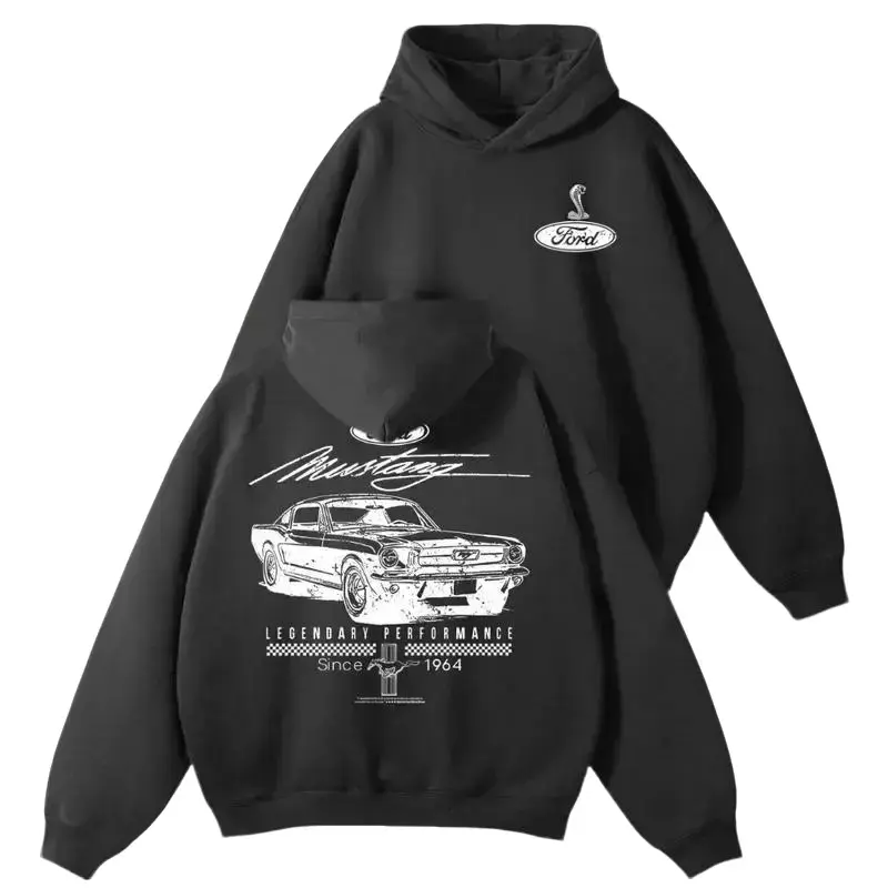 Ford Mustang Hoodie Vintage 1964 Muscle Car Graphic Legendary Performance Tribute Classic Unisex Hoodie for Car Lovers