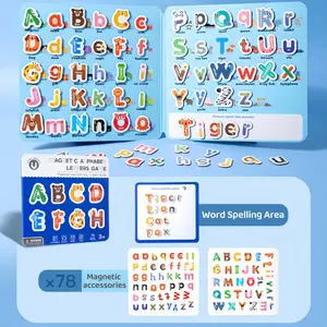 78 PCS Kids Magnetic Alphabet Puzzle,Magnetic Letter Toy for Kids,Preschool Learning Toys for Refrigerator, Homeschool Supplies & Birthday Party Games for Kids,Summervibes