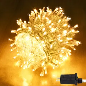 100 LED Warm White String Lights 33ft – 8 Modes Connectable Plug-In Fairy Lights for New Year Party, Backyard BBQ, Patio, Garden, Bedroom & Cozy Home Decor
