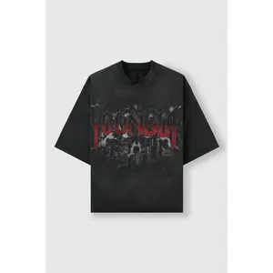 Nocturnal Metropolis Gym Tee, Urban Skyline Art, Neon Cityscape Design, Dark Athletic Streetwear, Night Training Apparel, Yyounglaaa