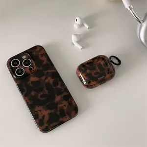 Soft Silicone Tortoiseshell Leopard Protective Case Compatible with AirPods Pro 2nd/3rd/4th Gen