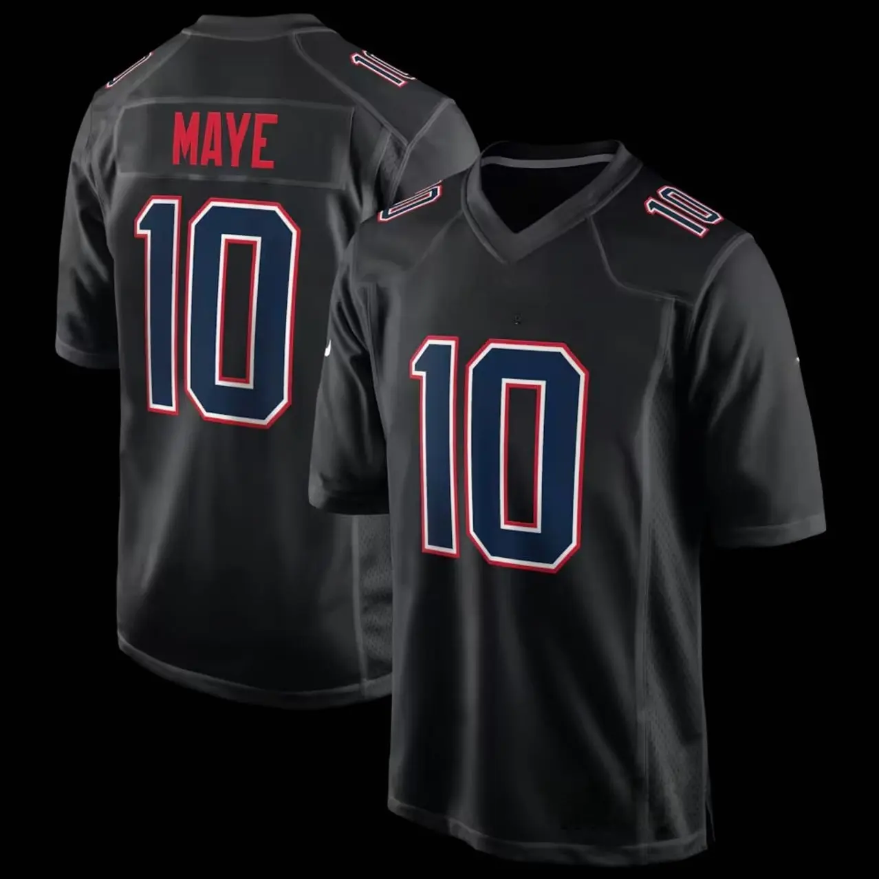 Unisex Football inspired by Maye 10 New England Atmosphere Fashion Game Jersey - Carbon Black