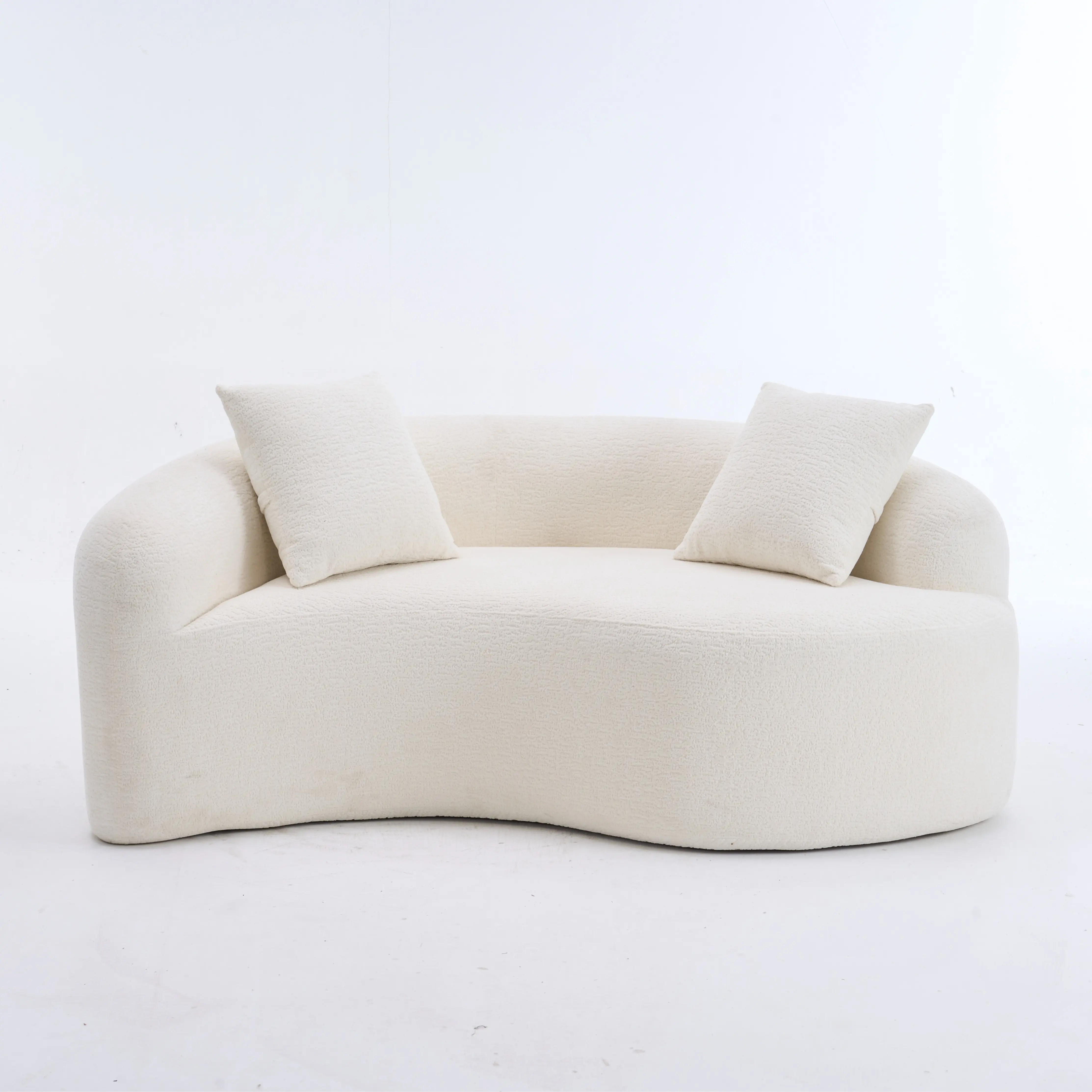 DONEXT LY-042 Modern Compact S-Curved Chenille Sectional Sofa, 66.9" L Indoor Couch with 21.3"/26.8" Dual-Depth, White, No Assembly Required, 400 lbs Weight Capacity