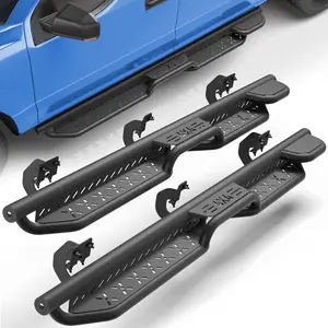 Running Boards Side Steps  2009-2014 Ford F150 SUPER CREW, Powder Coated Black Nerf Bars, Carbon Steel, Easy Install, 550Lb
