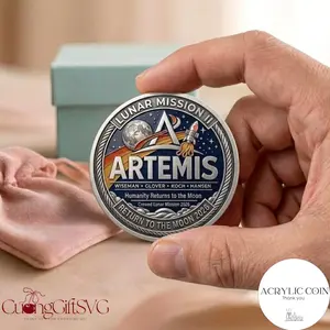 Artemis II Mission Commemorative Coin – NASA Space Exploration Gift, Silver Challenge Coin Moon Landing Memorabilia for Space Enthusiasts
