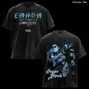 Blessd Siempre Blessed Shirt – EMDM Latin Trap Reggaeton Artist Graphic Tee, El Mejor Hombre Del Mundo Quote, Blue Dark Aesthetic Double Sided Print, Vintage Acid Washed Oversized T Shirt, Heavyweight Cotton Unisex Streetwear, Gift for Music Fans 2OO