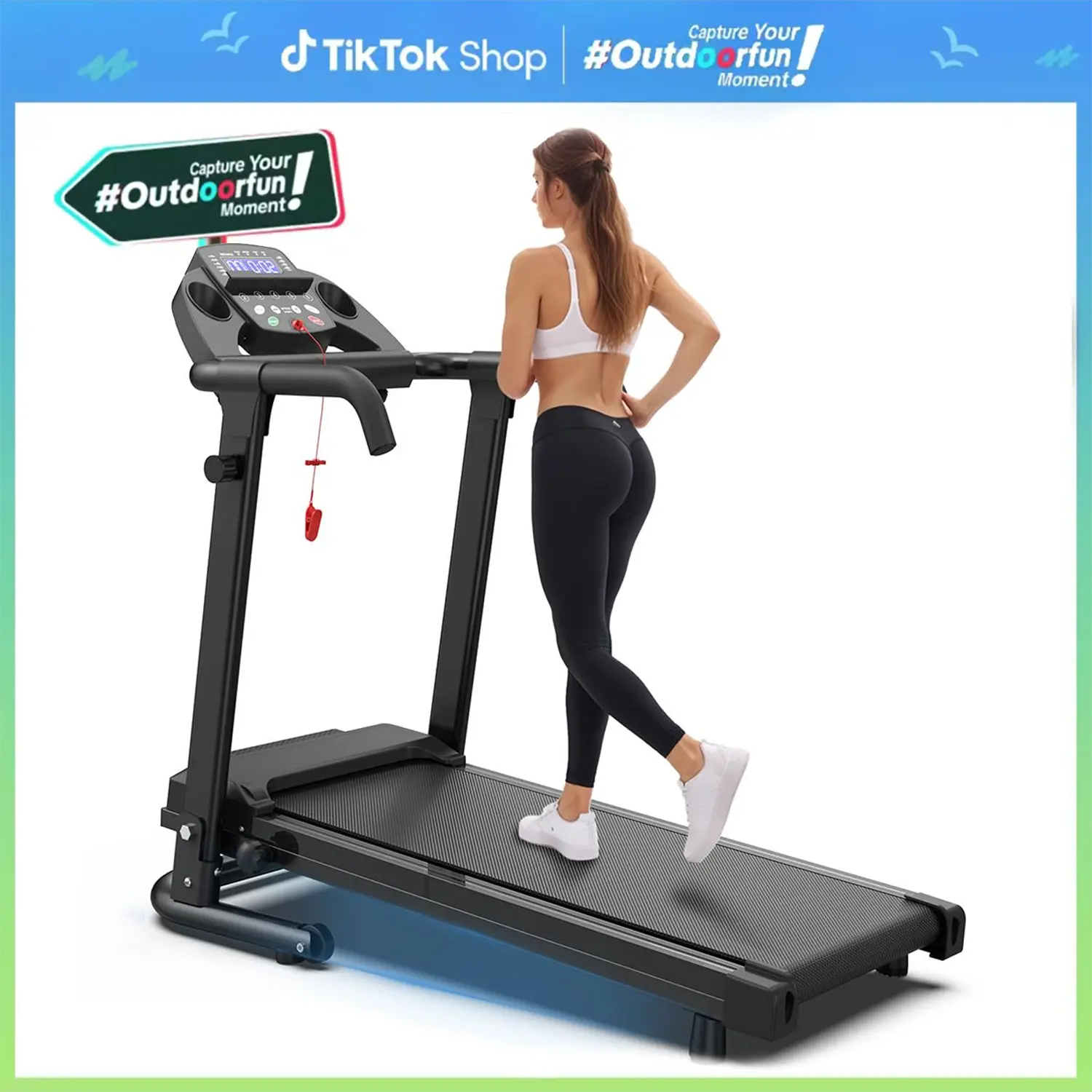 LIVIVOX Silent Heavy-Duty Foldable Walking Pad, Automatic Folding Home Treadmill (300LBS Capacity) with Wheels, Remote Control, LED Display for Small Spaces, Portable Home Gym Cardio Equipment for Walking Jogging