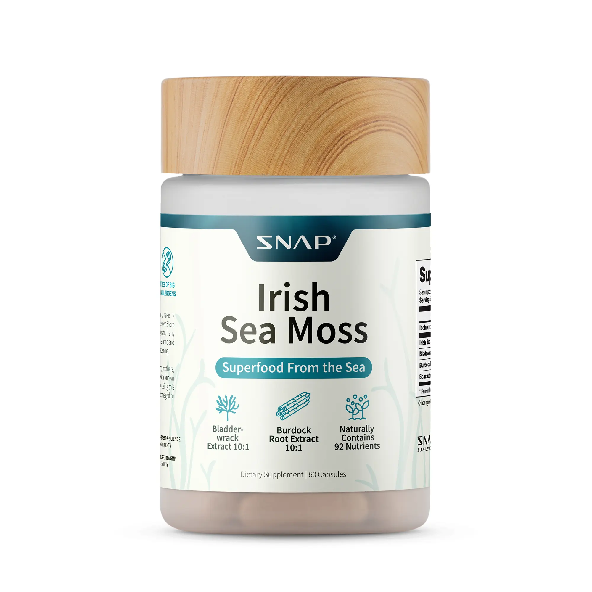 Snap Supplements - Irish Sea Moss - Sea Moss Supplement For Immunity, Digestion, Energy & Skin Tone Support - Natural Sea Moss Capsules