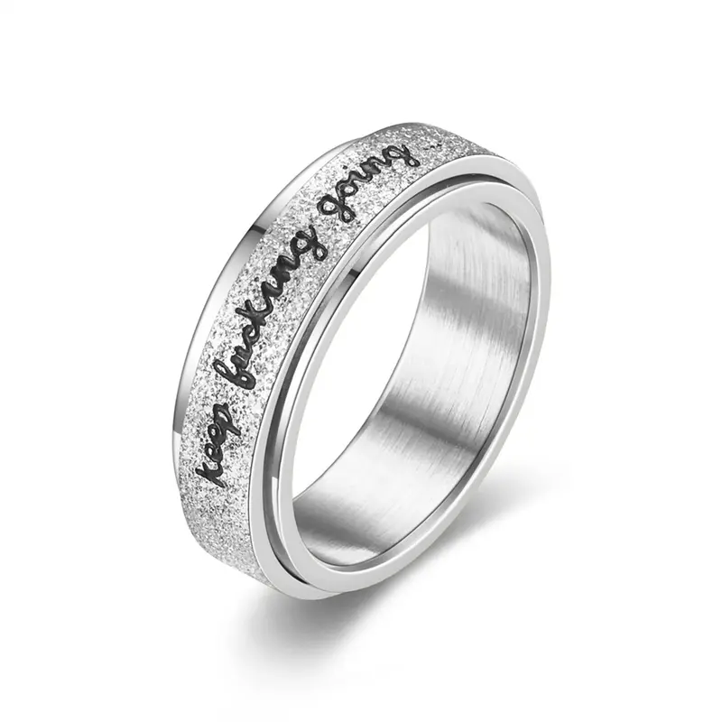 Women's Keep Fucking Going Inspirational Ring, Personalized Rotating Stress Relieving Ring, Gift for Men and Women to Relieve Anxiety Ring Jewelry