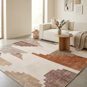 Modern Geometric Area Rugs for Living Room, Ultra-Soft Washable Non-Slip Low Pile Carpet, Abstract Contemporary Stain Resistant Floor Rug for Bedroom Dining Room Kitchen Office