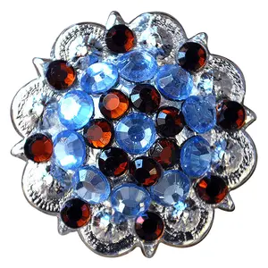 HILASON Western Berry Conchos Glass Rhinestones Bling Tack Cowgirl Aquamarine-Smoked Topaz Color | Slotted