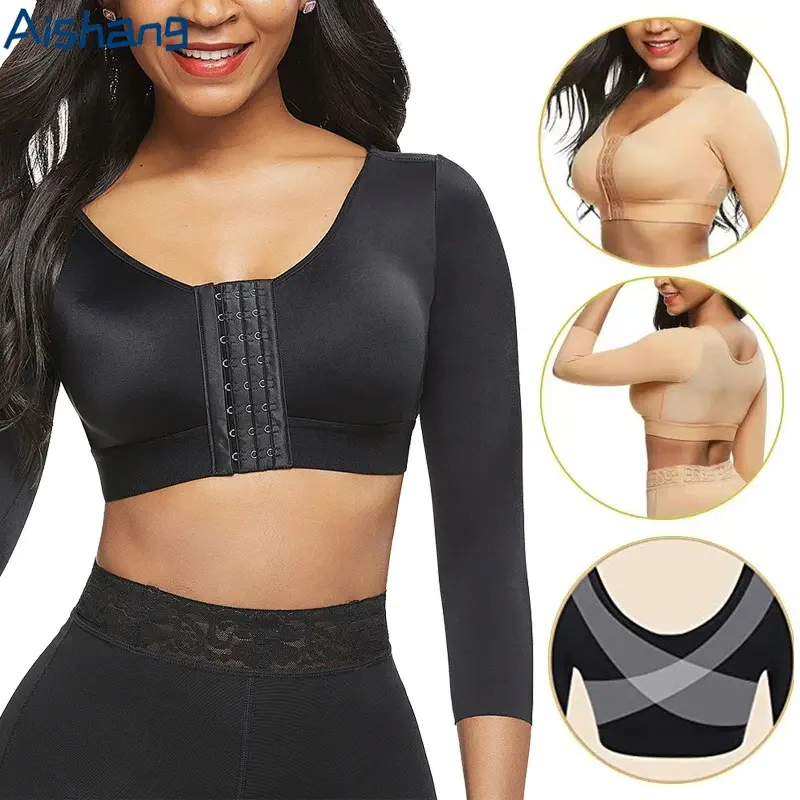 New styleArm Shaper for Post Surgery Push Up Bra Compression Long Sleeves Corset Corrector Front Closure Slim Seamless Shapewear
