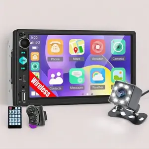 2din Universal Touchscreen 7 Inch Car Mp5 Player, 8 LED Rear View Backup Camera, Steering Wheel Control, Full Interface, Mirrorlink/BT, Car Audio