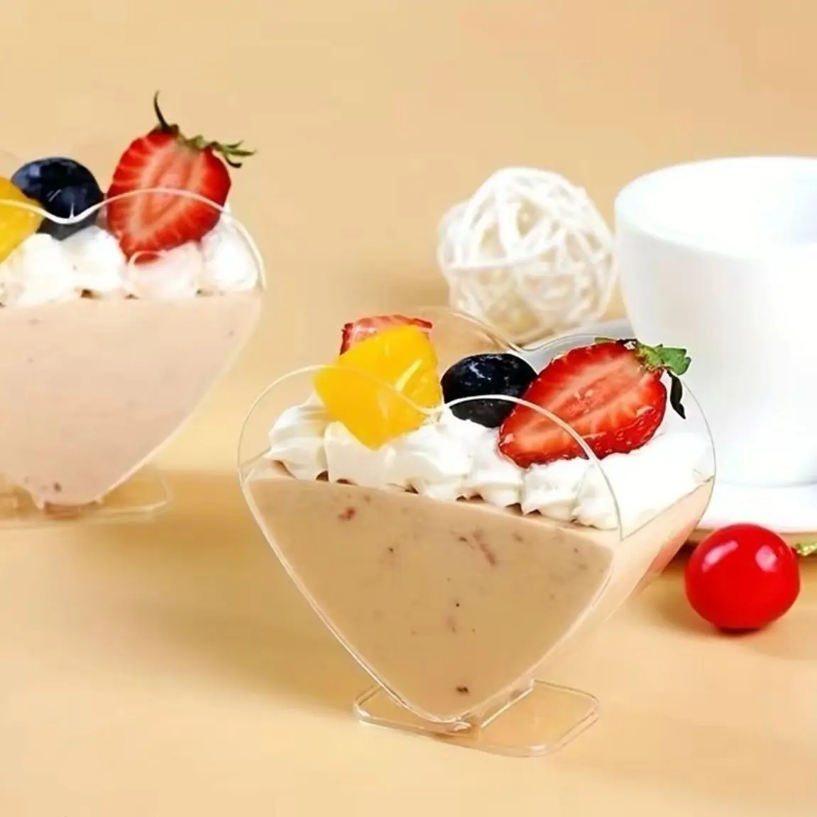 Clear Heart Shaped Dessert Cup, 30pcs Mini Serving Bowl for Appetizers and Snacks, Small Charcuterie Cups & Kitchenware for Home Party, Buffet, Wedding, Plastic Dessert Cups, Party Supplies