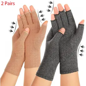 2 Pairs Arthritis Compression Gloves for Women Men, Carpal Tunnel Pain Relief, Fingerless for Typing Both Hands ( Small Pack ) Medical Accessories Thumb Sleeve Blood Circulation
