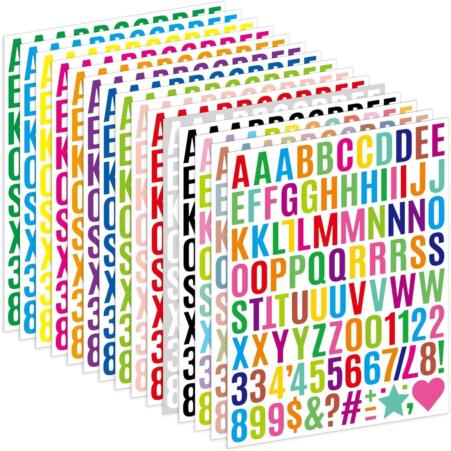 1470 count Letter Stickers Alphabet Stickers Vinyl Self Adhesive Mailbox Numbers,15 Sheets Small 1 Inch Letter Stickers for Water Bottles Scrapbooking Cups DIY Craft Notebook(15 Multicolour,1Inch)