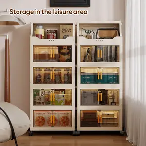 50cm*28cm Plastic Storage Cabinet, 2-6 Layers, Kitchen Spice Organizer, Bowl Shelf, Cosmetics Holder, Mobile with Wheels, Durable and Stylish