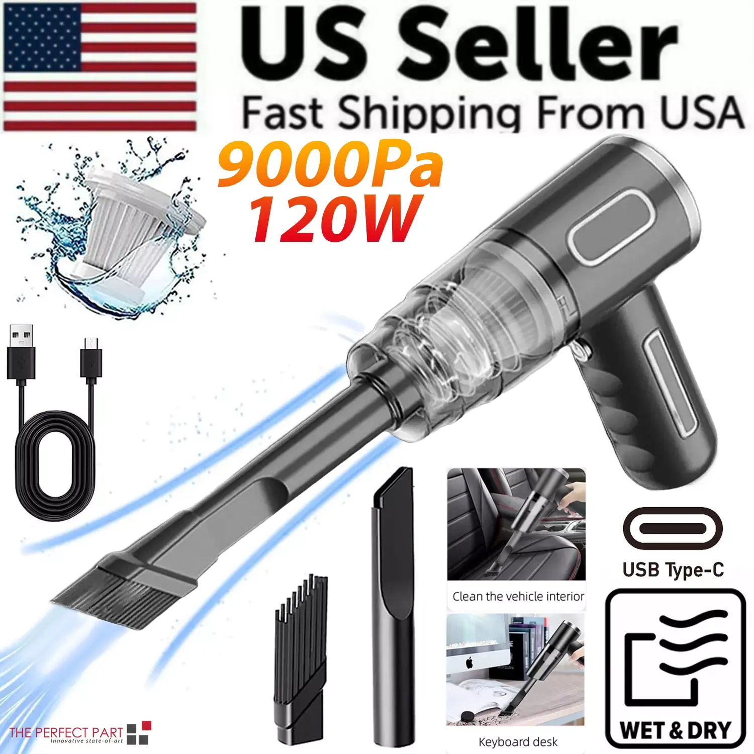 120W Cordless Handheld Vacuum Cleaner - Compact Mini Portable Wireless for Car & Home - Lightweight, Powerful Suction, Easy to Use, Ideal for Quick Cleanups and Hard-to-Reach Areas