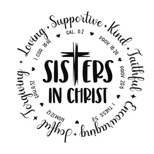Sister's In Christ With Bible Verses  Direct To Film Print, DTF Print, Ready To Press Print For T-Shirts