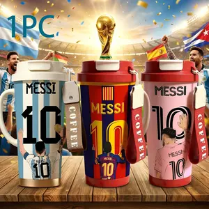 Vivacup 1Pc insulated mug Messi 10 Argentina vacuum cup, Thermos Cup, double wall stainless steel leak-proof travel tumbler, Tumbler with lid for hot cold drinks, keeps warm 12 h/cold 24 h, 18oz soccer fan coffee thermal mug, football lover gift