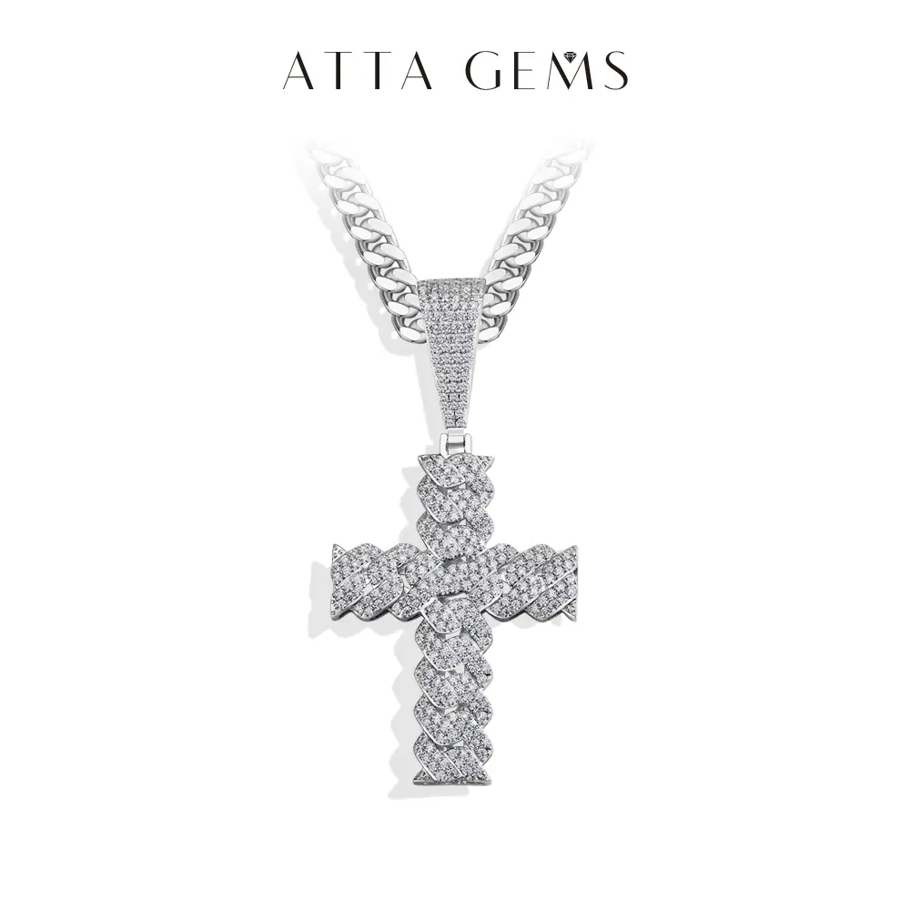 Classic Cross Necklace for Men with D VVS1 Moissanite Pendant, Hip-Hop Style Chains, Fine Jewelry, Men's Jewelry, Gemstone Necklace, Necklaces