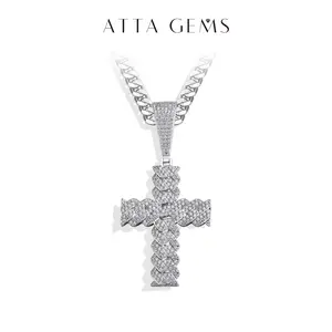 Classic D VVS1 Synthetic Moissanite Cross Pendant Necklace, Unisex Hip-Hop Chains, Men's Fine Jewelry Accessory N021 summerwins,summerwins