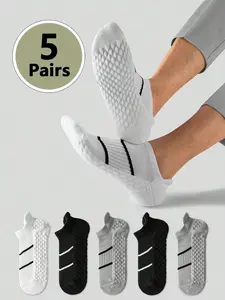Unisex Striped Print Ankle Socks, Moisture Wicking Breathable Socks for All Seasons, Summer Outfits 2024, Athletic Running Socks for Men & Women