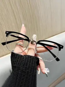 Classic Metal Frame Eyeglasses, Business Style Glasses for Women & Men, Fashion Eyeglasses for Work, Daily Clothing Decor, Perfect for Student Daily Use, Square Glasses, Stylish Square Frames