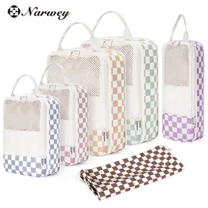 Narwey 6 Set Compression Packing Cubes for Travel Kids Women Carry On Durable Organizing System for Backpack Luggage Portable Storage Suitcase Duffle Bags