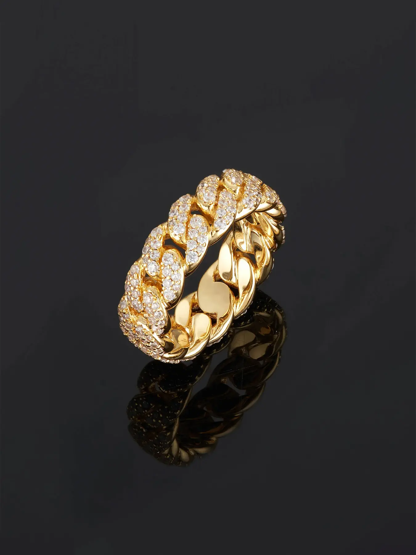 1PC ICED CHICS Cuban Link Style Hip Hop Ring, Iced Out Double-Row Cubic Zirconia Chunky Band Ring for Men & Women, Streetwear Ring, Fashion Rings, Birthday, Anniversary & Valentine's Gift
