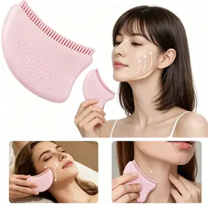 Silicone Lymphatic Contour Face Brush Set for Jawline Sculpting & Neck Drainage, Soft Silicone Detox Massager for De-Puffing, Facial Contour Enhancement, Circulation Boost & Sensitive Skin Care