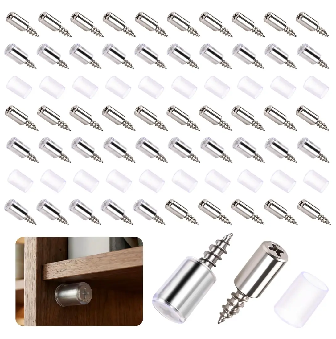 120 Pcs Self-Tapping Metal Screws for Shelves, Heavy-Duty Cabinet Pegs with Non-Slip Sleeves, Functional Fixings for Garage & Home Organization