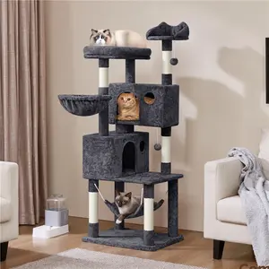 Yaheetech 64.5/73'' Cat Tree Large Cat Tower with Condos Platform Perch Hammock Scratching Posts Plush Cat House