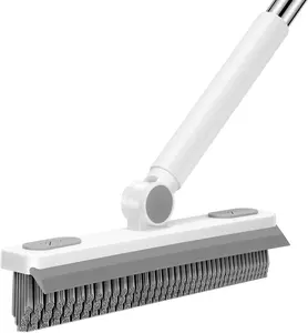 V-Shaped Grout Brush with 50″ Long Handle – Swivel Floor Scrubber with Stiff Bristles for Tile Lines, Crevices & Corners – Heavy-Duty Cleaner for Bathroom, Kitchen, Wall & Garage