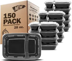 Freshware 150 Pack 28oz 2-Compartment Meal Prep Containers with Lids – BPA Free Food Storage Boxes, Stackable, Microwave, Dishwasher & Freezer Safe